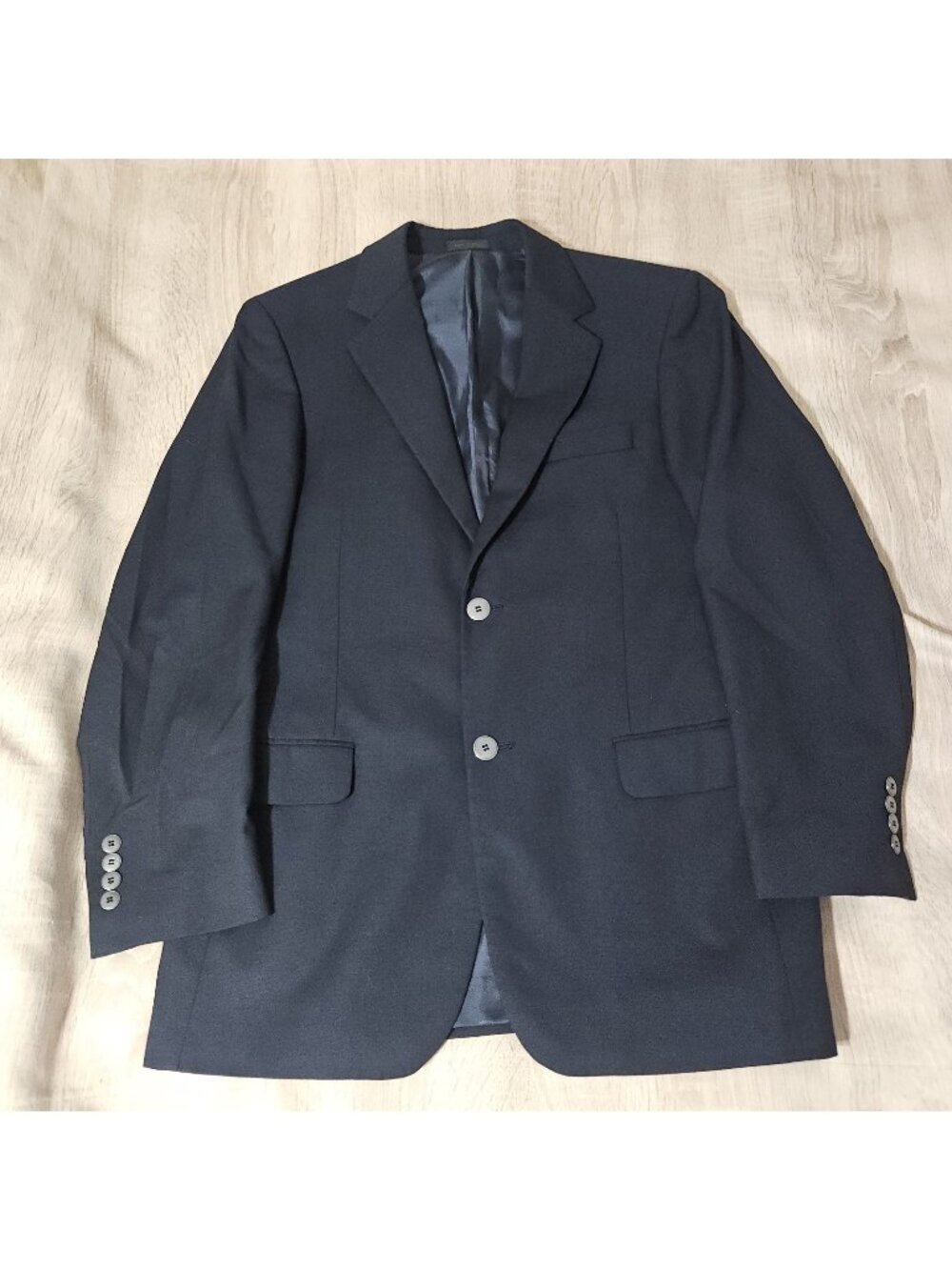 Oleg Cassini Mens Size 38 R Navy Blue Worsted Wool Blazer Sports Coat Two Button